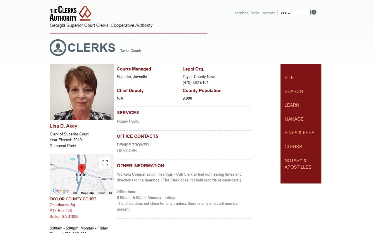 Taylor County Clerk of Superior Court GSCCCA record profile