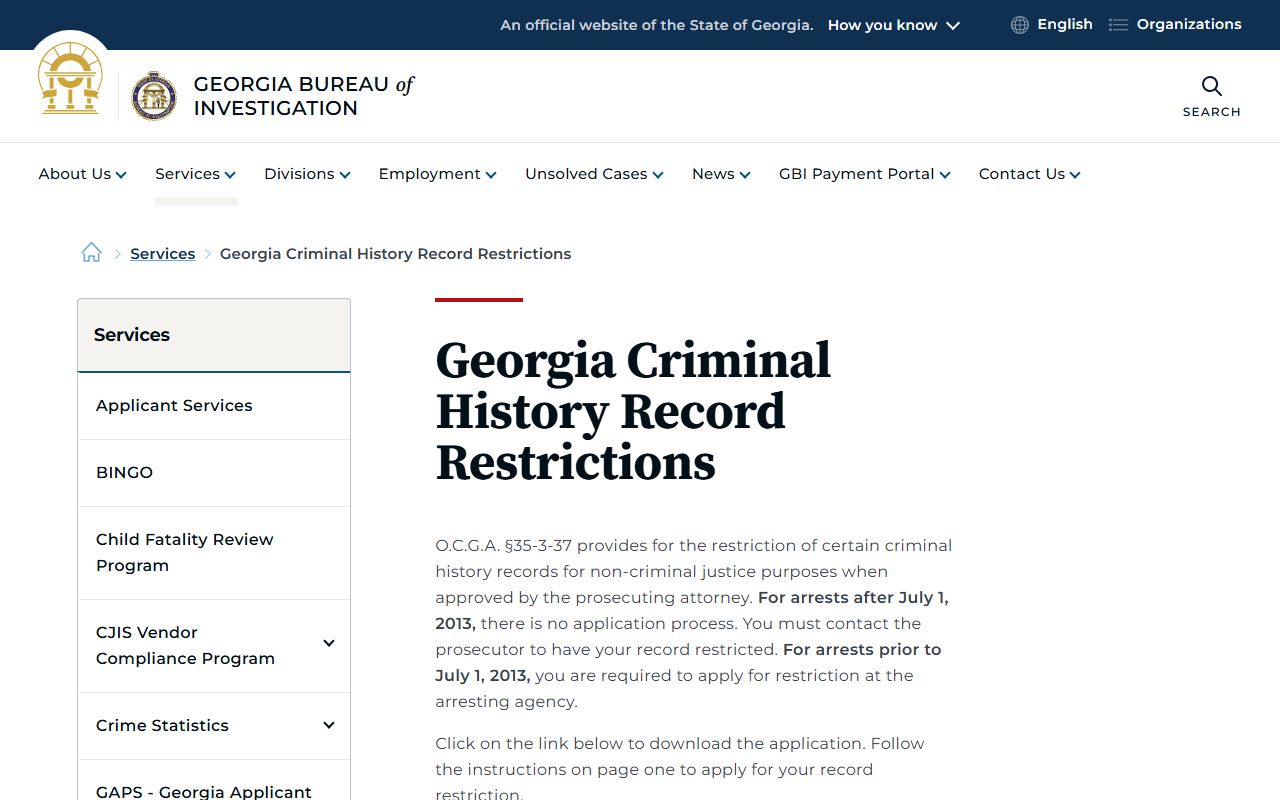 Taylor County criminal court records GBI record restriction page