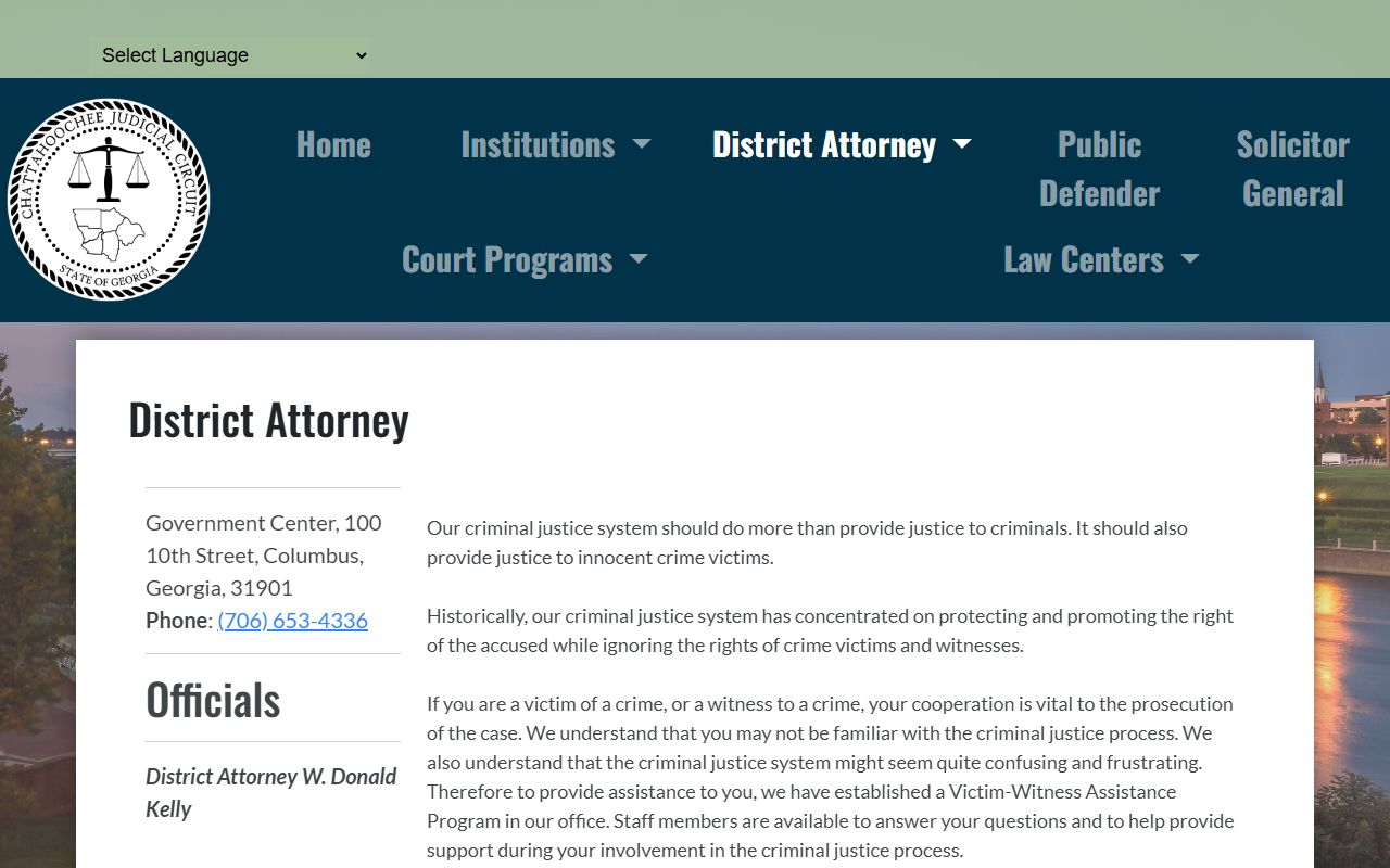 Taylor County Superior Court Chattahoochee Judicial Circuit District Attorney page