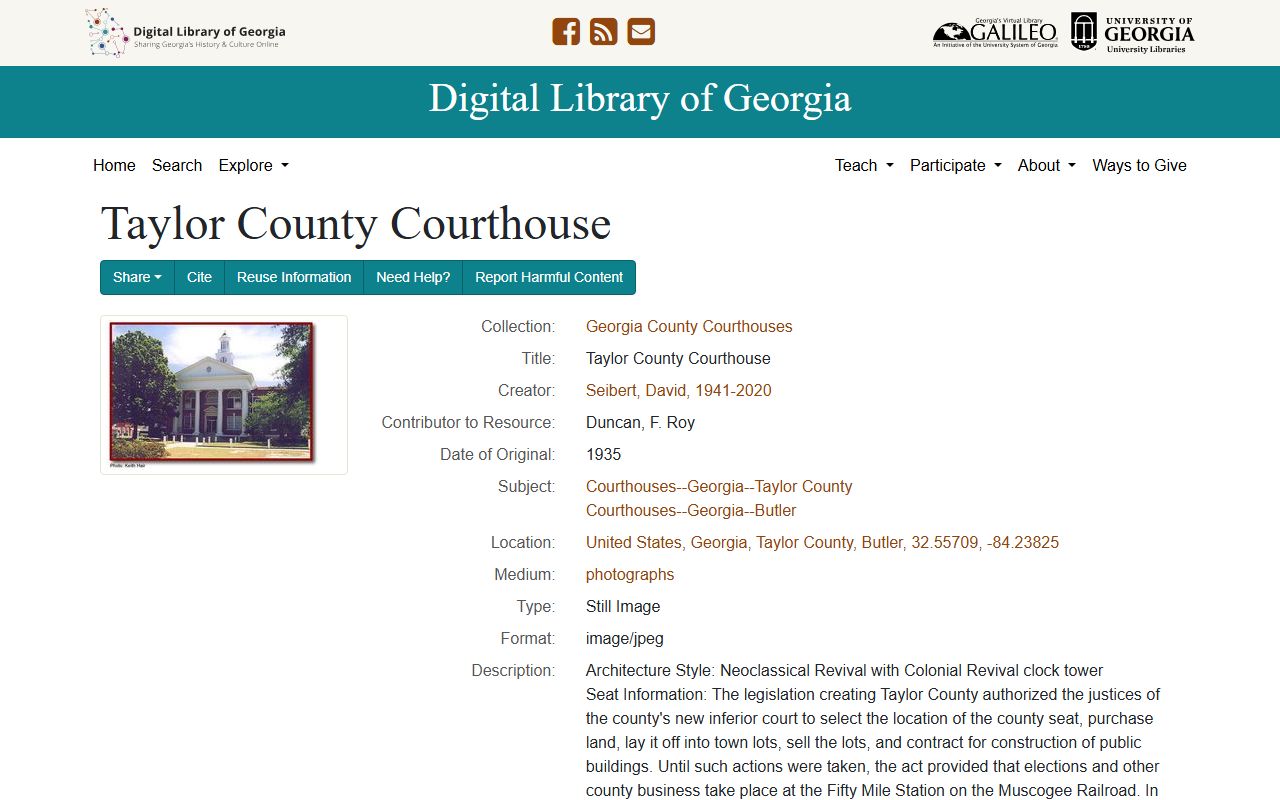 Taylor County court records courthouse history