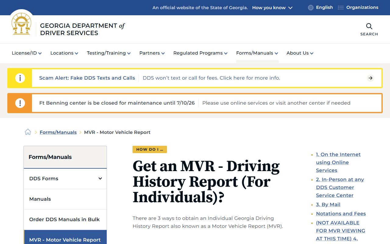 Taylor County traffic court records Georgia DDS driving history report