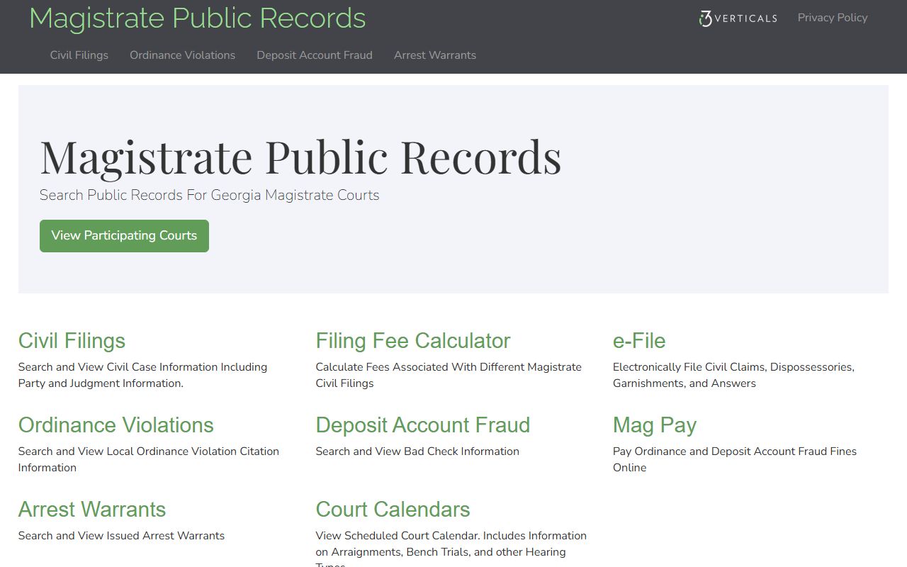 Taylor County warrant records Georgia Magistrate Public Records portal